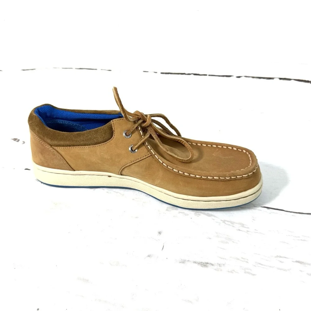 Sperry Gold Cup 2-Eye Boat Shoes Men's 10.5M Tan Nubuck Moc Toe Lace Up Casual